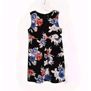 Maternity Dress Taylor A Pea In The Pod Fit and Flare Sleeveless Black Floral  L